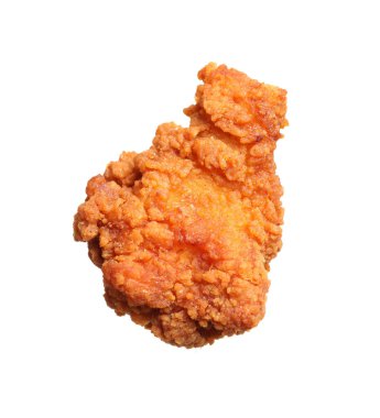 Lezzetli kızarmış tavuk parçası beyazda izole edilmiş.