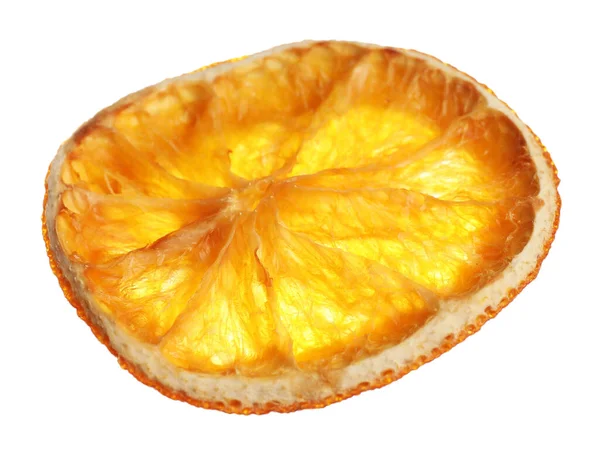 Skiva Torkad Apelsin Isolerad Vitt Skalad Viningrediens — Stockfoto