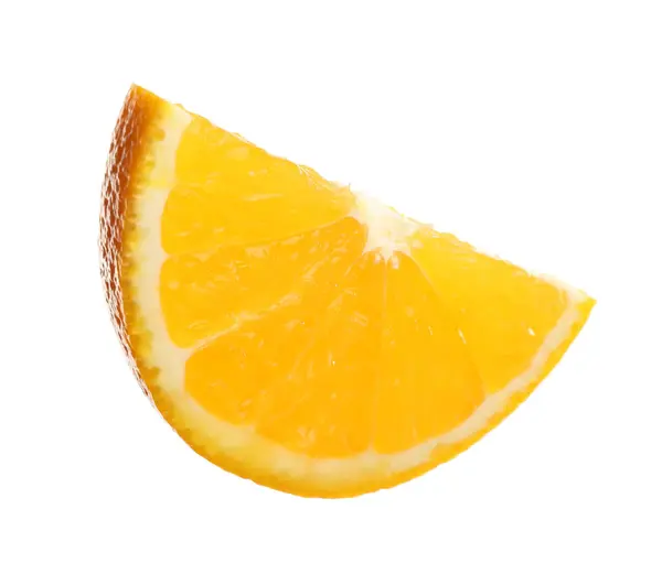 Φέτα Φρέσκου Πορτοκαλιού Που Απομονώνεται Στο Λευκό Ζυμωμένο Συστατικό Οίνου — Φωτογραφία Αρχείου