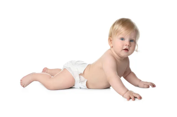 Cute Little Baby Diaper White Background — Stock Photo, Image