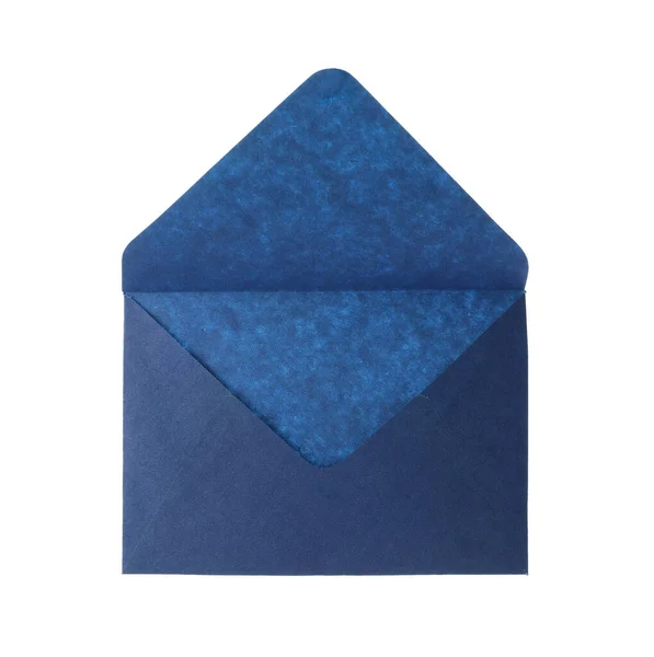 Envelope Papel Azul Isolado Branco Serviço Correio — Fotografia de Stock