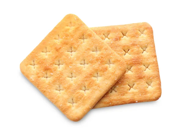 Deliciosos Biscoitos Crocantes Isolados Branco Vista Superior — Fotografia de Stock
