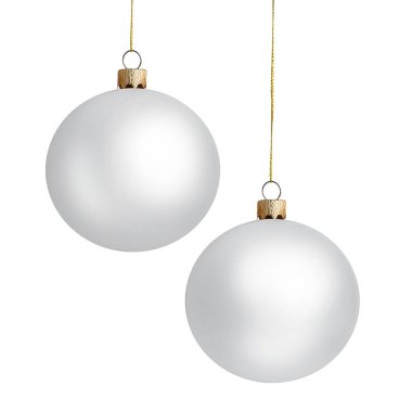 Beyaz arka planda iki mat Noel topu