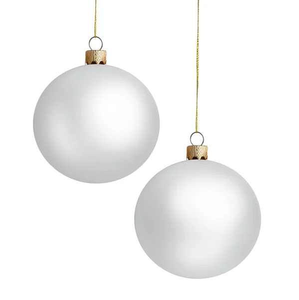 Twee Matte Kerstballen Witte Achtergrond — Stockfoto