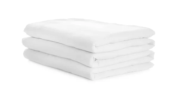 Folded Clean Blanket Isolated White Household Textile — Stock Photo, Image