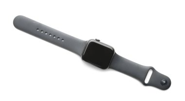 Modern stil akıllı saat beyaz, üst görünümde izole