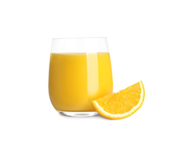 Свежеприготовленный Апельсиновый Сок Изолирован Белом — стоковое фото
