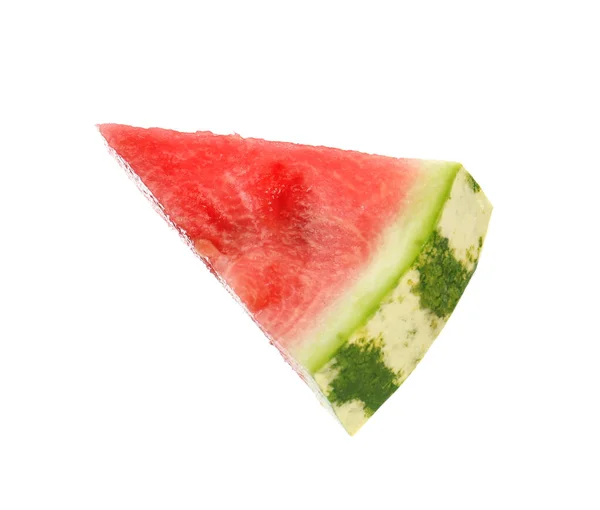 Skiva Läcker Mogen Vattenmelon Isolerad Vit — Stockfoto