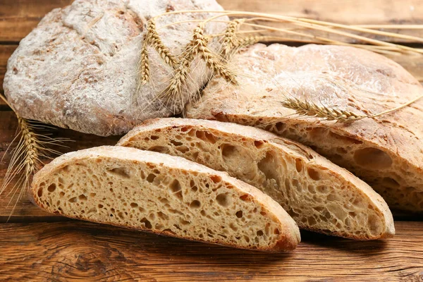 Tasty Freshly Baked Bread Wooden Table Stock Picture