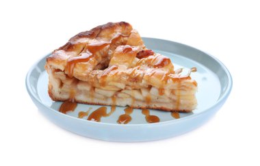 Beyaz şerbetli geleneksel elmalı turta dilimi.