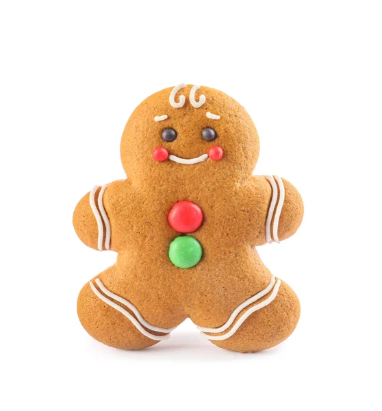 Gingerbread Man Isolated White Delicious Christmas Cookie — Stock Photo, Image