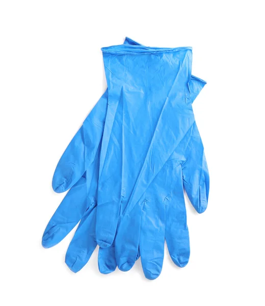 Pair Medical Gloves Isolated White Top View — Stock Photo, Image