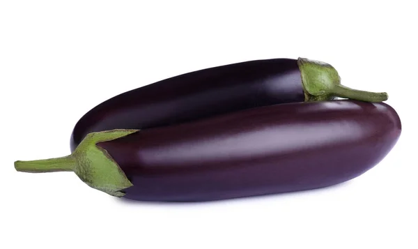 Organic Fresh Ripe Eggplants White Background — Stock Photo, Image