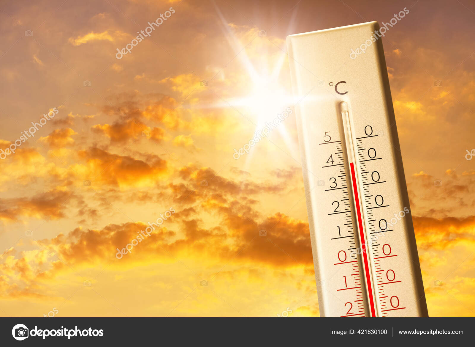 Background The Heat From The Sun Weather Thermometer
