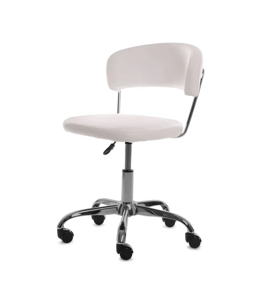 Bílá Kožená Kancelářská Židle Izolovaná Bílém — Stock fotografie
