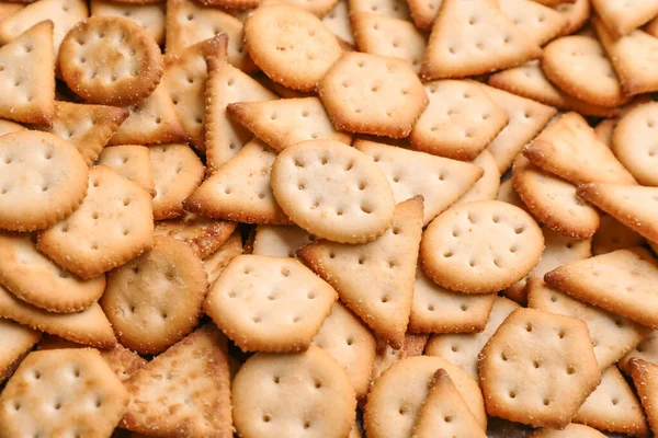 Veel Heerlijke Crackers Als Achtergrond Close Uitzicht — Stockfoto