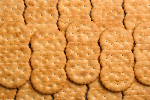 Many Delicious Crackers Background Top View — Stock Photo, Image