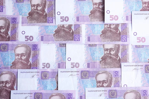 Українські Гроші Фон Вид Зверху Національна Валюта — стокове фото