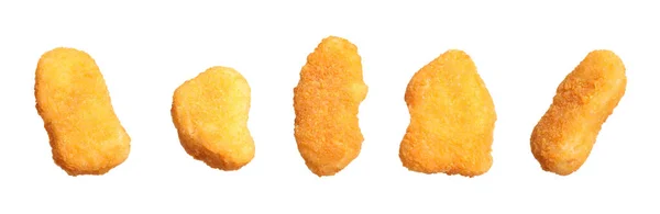 Set Fresh Chicken Nuggets White Background — Stock Photo, Image