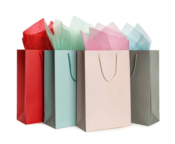 Gift Bags Paper White Background — Stock Photo, Image