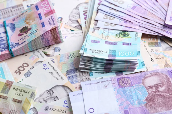 Vista Perto Dinheiro Ucraniano Como Fundo Moeda Nacional — Fotografia de Stock