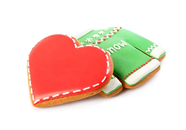 Diferentes Deliciosos Biscoitos Natal Fundo Branco — Fotografia de Stock