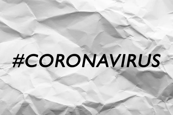 Hashtag Coronavirus Beyaz Buruşuk Kağıda Yazılmış — Stok fotoğraf