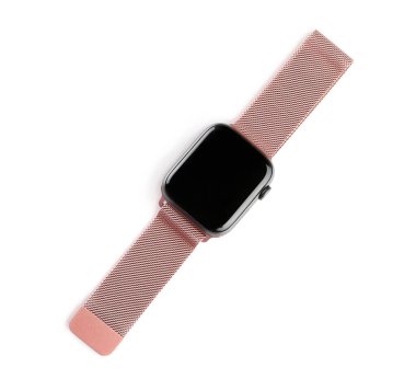 Modern stil akıllı saat beyaz, üst görünümde izole