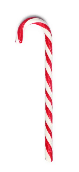 Sweet Candy Cane White Background Top View Christmas Treat — Stock Photo, Image