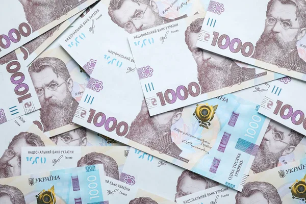 Українські Гроші Фон Вид Зверху Національна Валюта — стокове фото