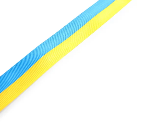 Lint Met Kleuren Van Nationale Oekraïense Vlag Geïsoleerd Wit — Stockfoto