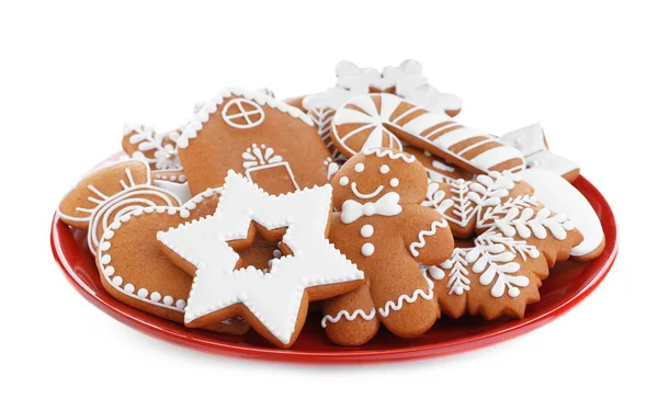 Delicious Gingerbread Christmas Cookies White Background — Stock Photo, Image