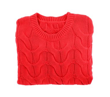 Kırmızı katlanmış sıcak süveter beyaz, üst manzara