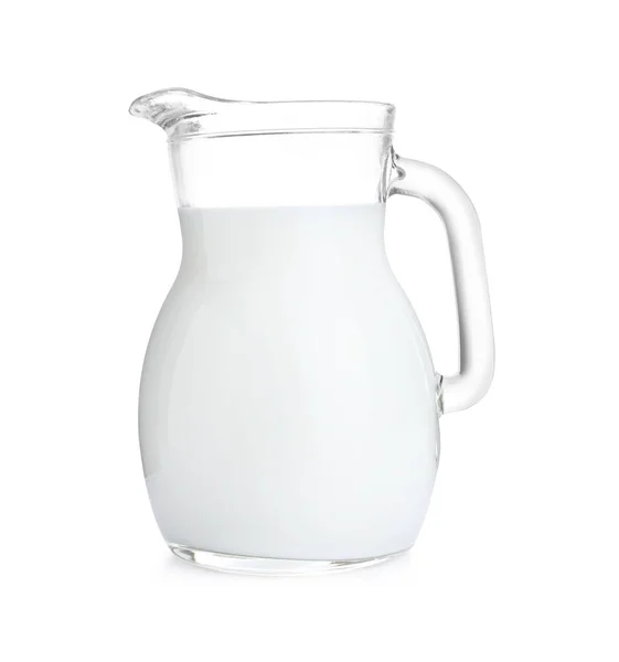 Džbánek Čerstvého Mléka Izolovaného Bílém — Stock fotografie
