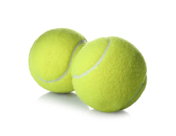 Pelotas Tenis Aisladas Blanco Equipamiento Deportivo —  Fotos de Stock