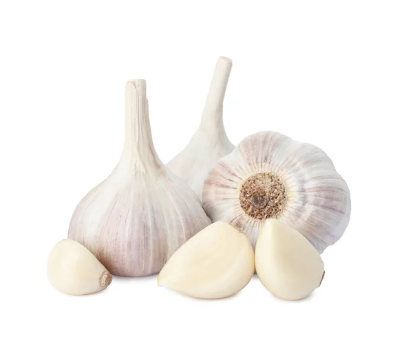 Fresh Organic Garlic Bulbs Cloves White Background — Stock Photo, Image