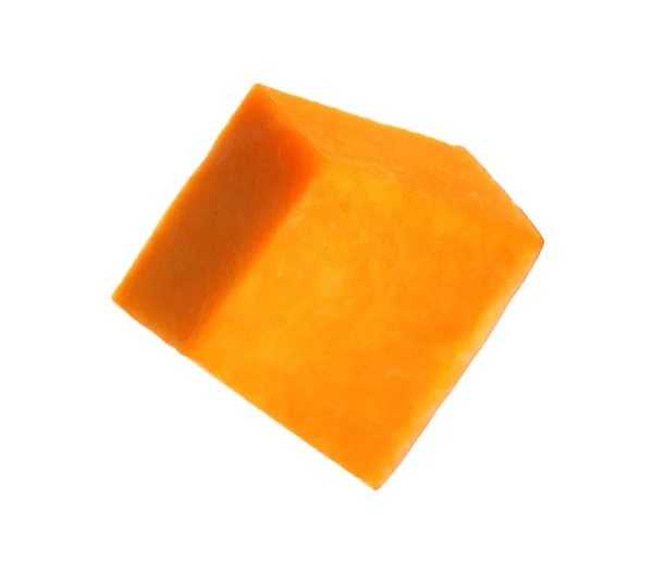 白で隔離された熟したオレンジのカボチャの一片 — ストック写真