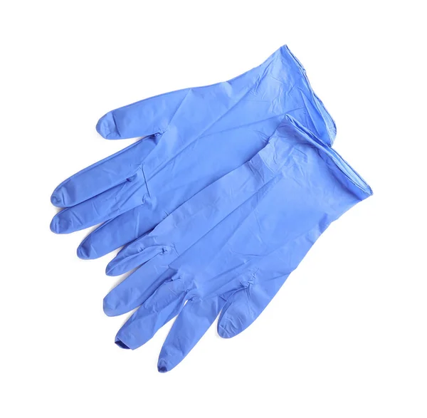 Pair Medical Gloves Isolated White Top View — Stock Photo, Image