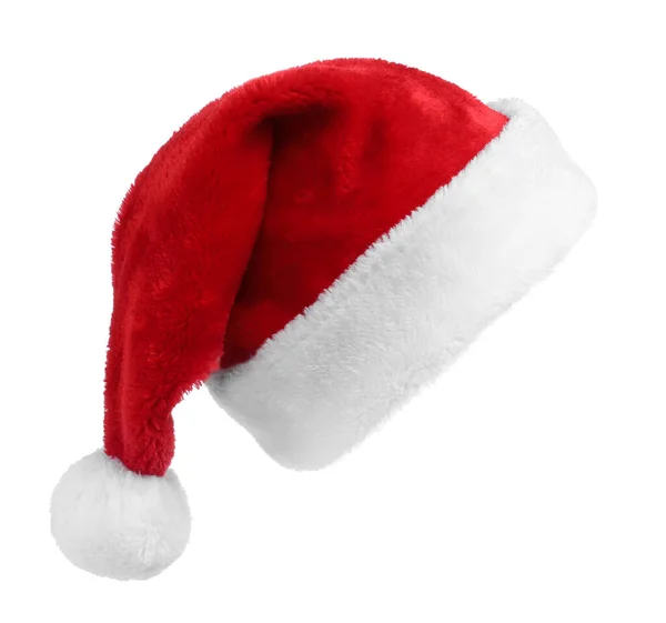 Röd Jultomte Hatt Isolerad Vit — Stockfoto