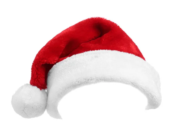 Röd Jultomte Hatt Isolerad Vit — Stockfoto