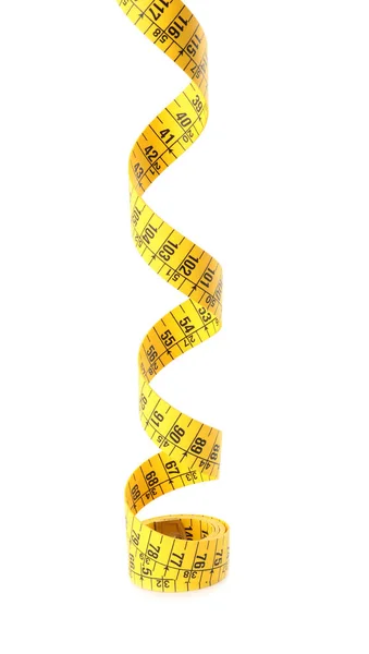 白に分離された新しい黄色の測定テープ — ストック写真