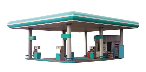 Moderne Tankstelle Auf Weißem Hintergrund Außen — Stockfoto