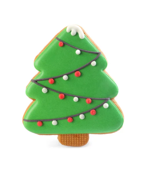 Weihnachtsbaum Förmiger Keks Isoliert Auf Weiß — Stockfoto