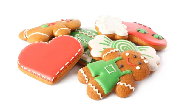 Pile Christmas Cookies White Background — Stock Photo, Image