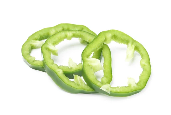Slices Green Bell Pepper White Background — Stock Photo, Image