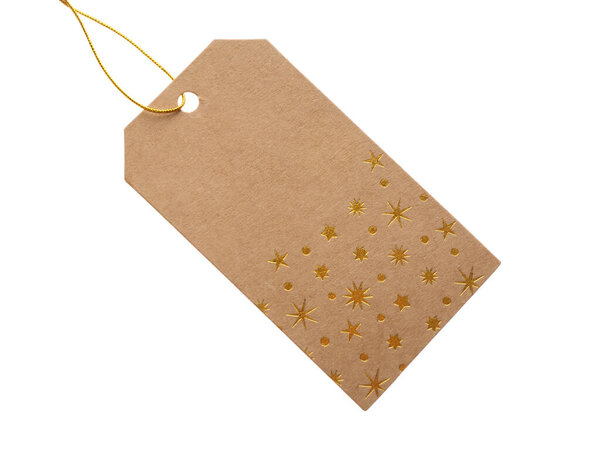 Cardboard gift tag with space for text isolated on white