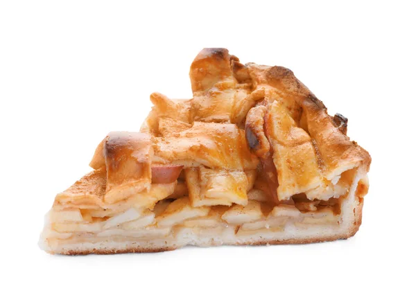 Шматочок Традиційного Яблучного Пирога Ізольовано Білому — стокове фото