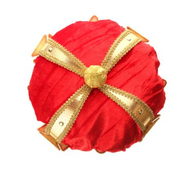 Beyaz arka planda güzel kadife kaplama, üst manzara. Fantezi ögesi