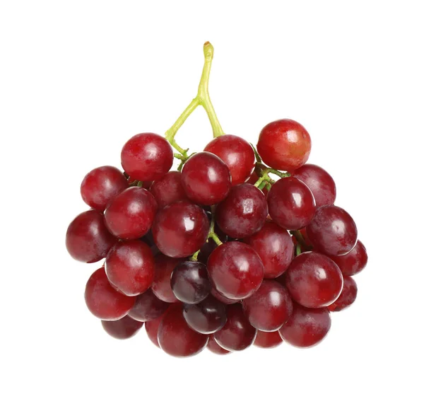Bunch Van Verse Rijpe Sappige Rode Druiven Geïsoleerd Wit — Stockfoto