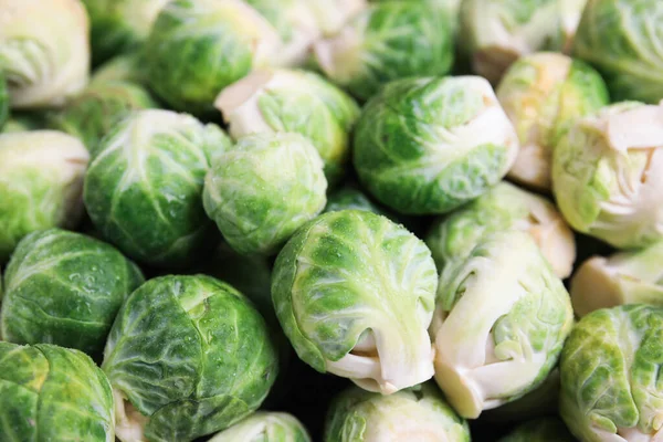 Frischer Schmackhafter Rosenkohl Als Hintergrund Nahaufnahme — Stockfoto